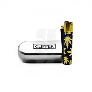 COLECCIONA Mechero CLIPPER Leaves Gold
