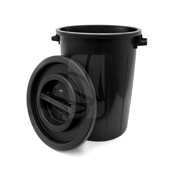 Black Round Tank with Lid 100 Liters