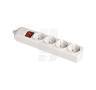 Bipolar base with 4 sockets, side T/T, 16A 250V, luminous switch