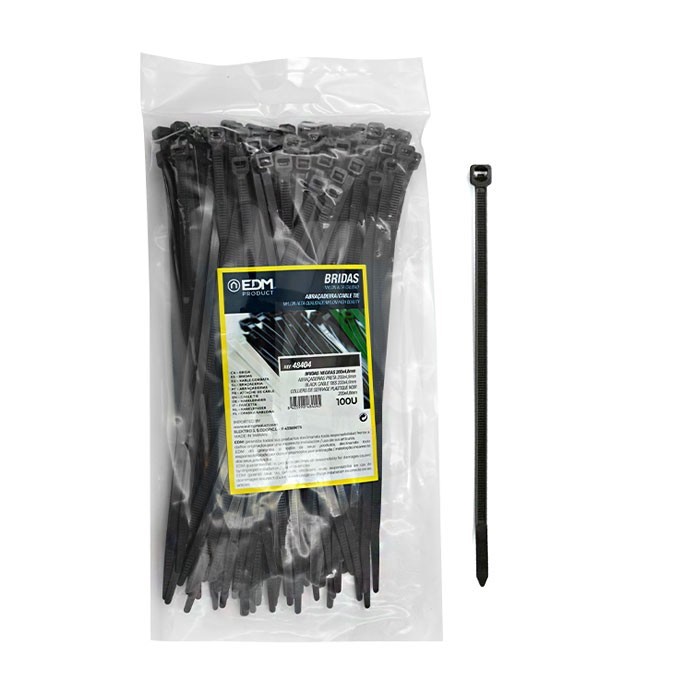 Bridas negras 200x4.8 mm. 100 u. Bridas negras 200x4.8 mm. 100 u.