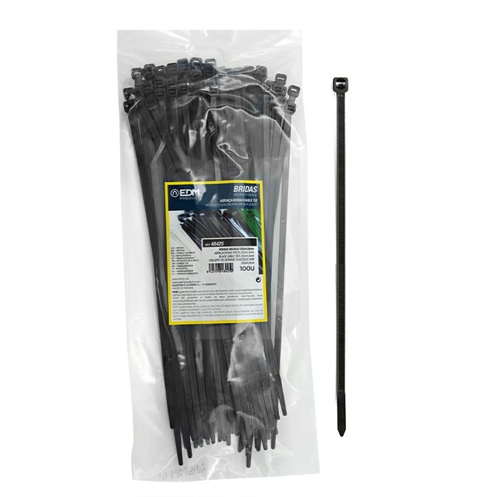 Bridas negras 250x4.8 mm. 100 u. Bridas negras 250x4.8 mm. 100 u.