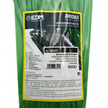 Abraçadeiras Verdes 200 x 4,8 mm (100 un.)