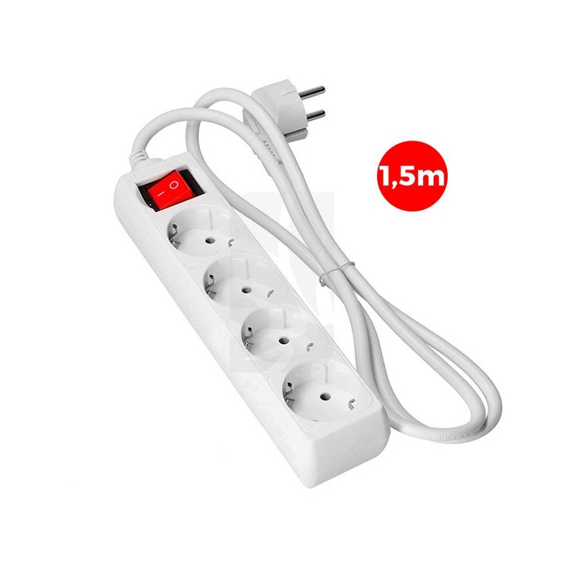 Multiple base with 4 Schuko sockets and switch, 1.5 m Multiple base with 4 Schuko sockets and switch, 1.5 m