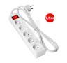 Multiple base with 5 Schuko sockets and switch, 1.5 m