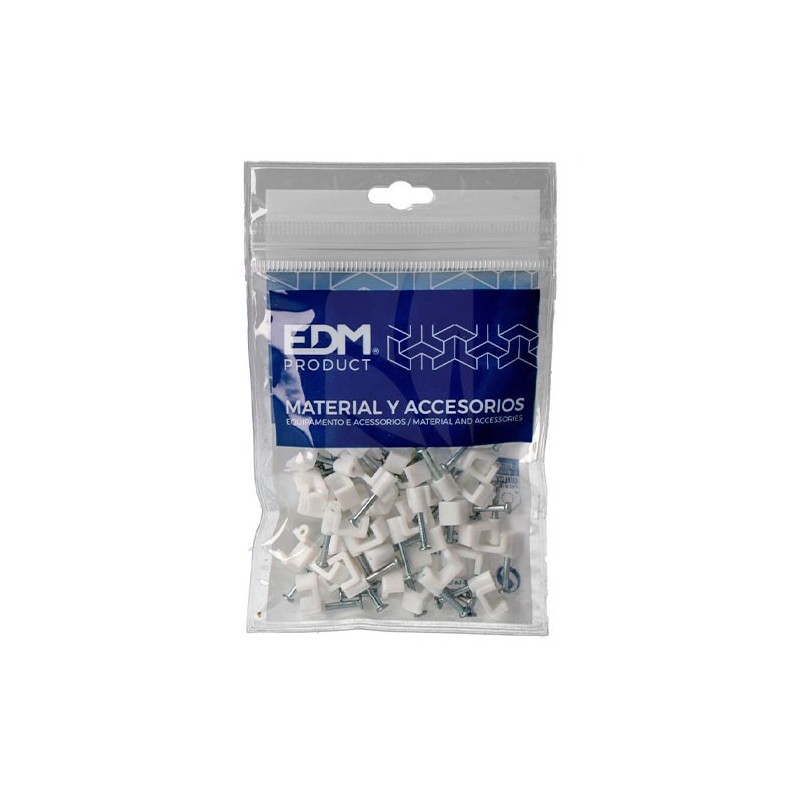 White Cable Clip Flat Wire 2x1.5 – 25 pcs