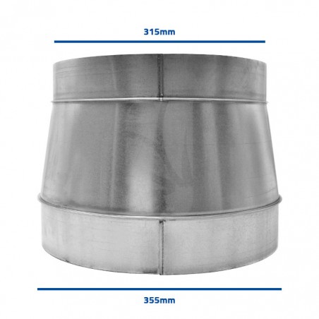 Metallische Reduzierkupplung 355–315 mm. Hoch