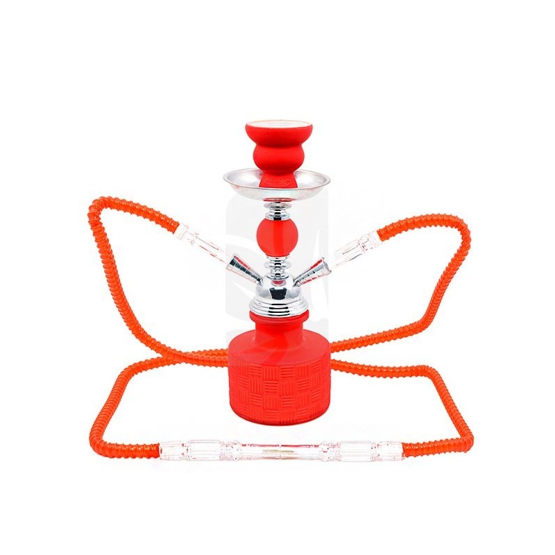 Shisha Tebas vermelha de 2 mangueiras 25 cm