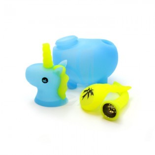 Pipa / Bong Unikorn Azul de Silicona desmontable de silicona