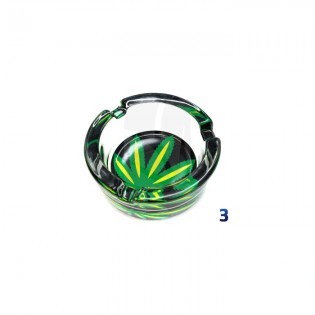 Cenicero con Hoja de Marihuana de Colores en Cristal