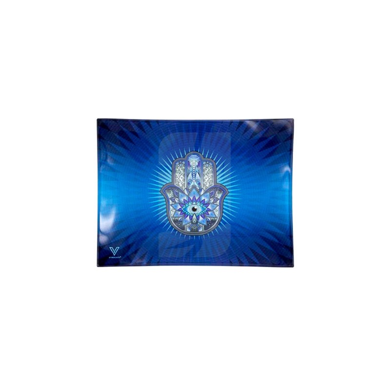 Bandeja de cristal Hamsa Blue Pequeña Bandeja de cristal Hamsa Blue Pequeña