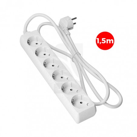 Base multiple 6 tomas schuko 1.5mts.