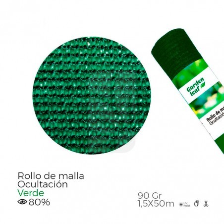 Rollo malla verde 80% 1.5 x 50 metros