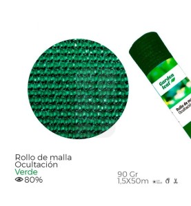 Rollo malla verde 80% 1.5 x 50 metros