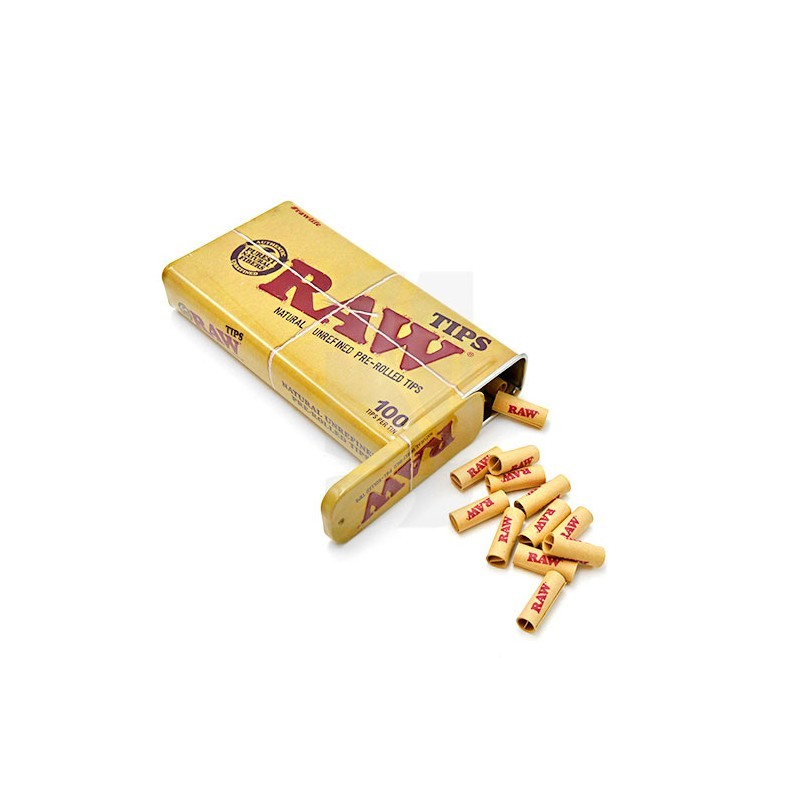 RAW Prerolled Tips Caja Metal 100 u.