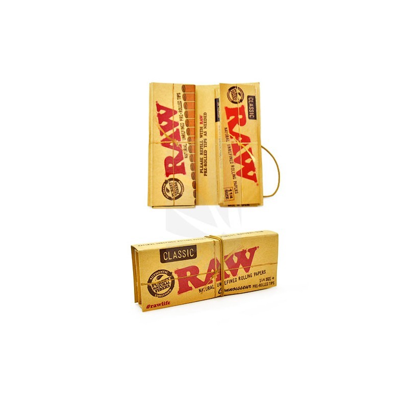 RAW Connoisseur 1 1/4 + prerolled tips 🔥 PAPEL + BOQUILLAS RAW®