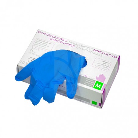 GUANTES NITRILO AZUL LISOS M (100 U)