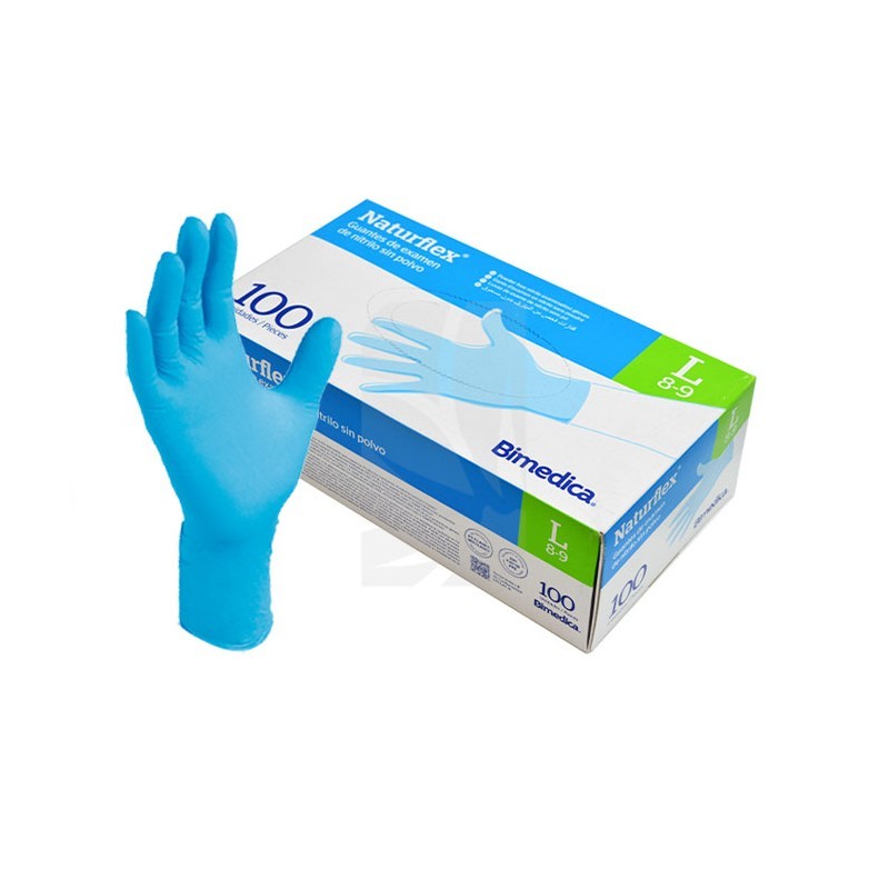 Blue Nitrile Gloves Smooth L (100 pcs)