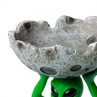 Grüner Alien auf dem Mond Aschenbecher