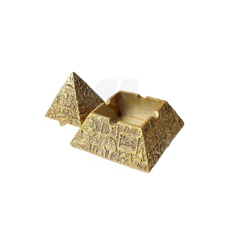 Cenicero Pirámide dorada con tapa