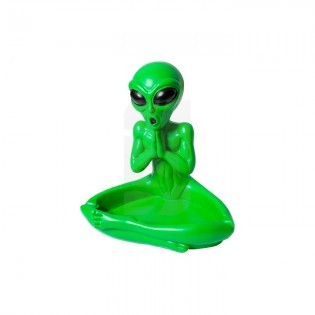 Cenicero Alien verde meditando