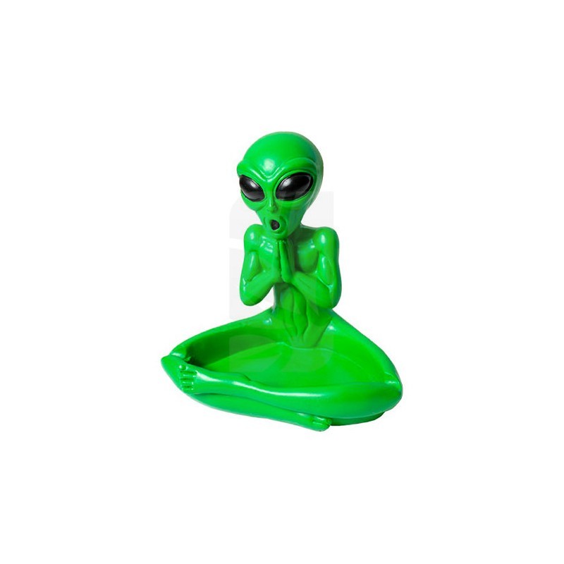 Cenicero Alien verde meditando