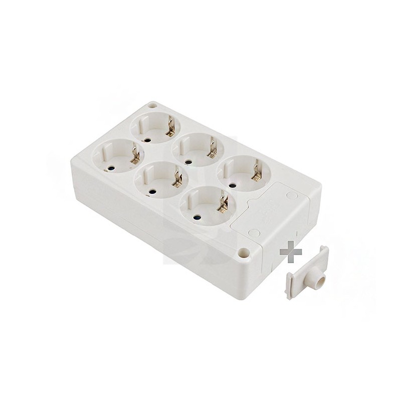 Bipolar base with 6 sockets, side T/T, 16A 250V Bipolar base with 6 sockets, side T/T, 16A 250V