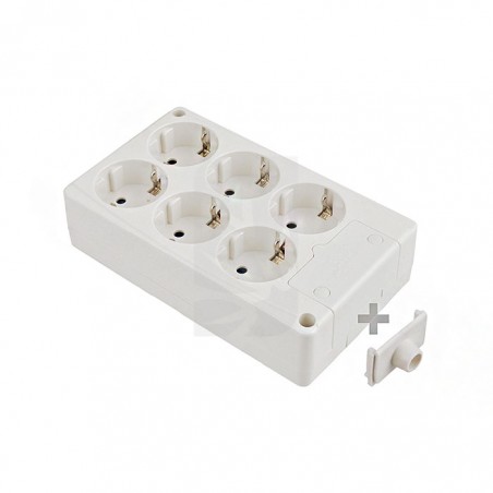 Comprar Base bipolar 6 tomas c/ T/T lateral 16A 250V