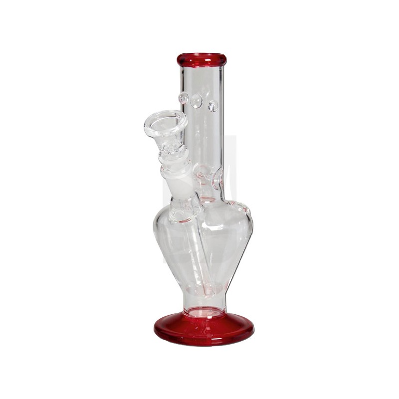 Bong de Vidro Ice Mini Transparente/Vermelho