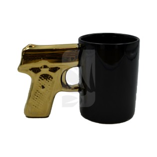 Taza negra Gold Gun