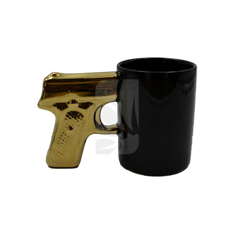 Taza negra Gold Gun