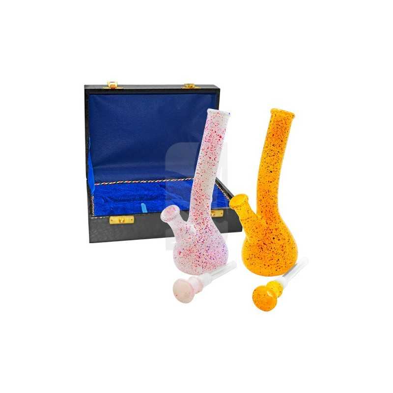 Bong cónico de vidrio coloreado en caja 18 cm.