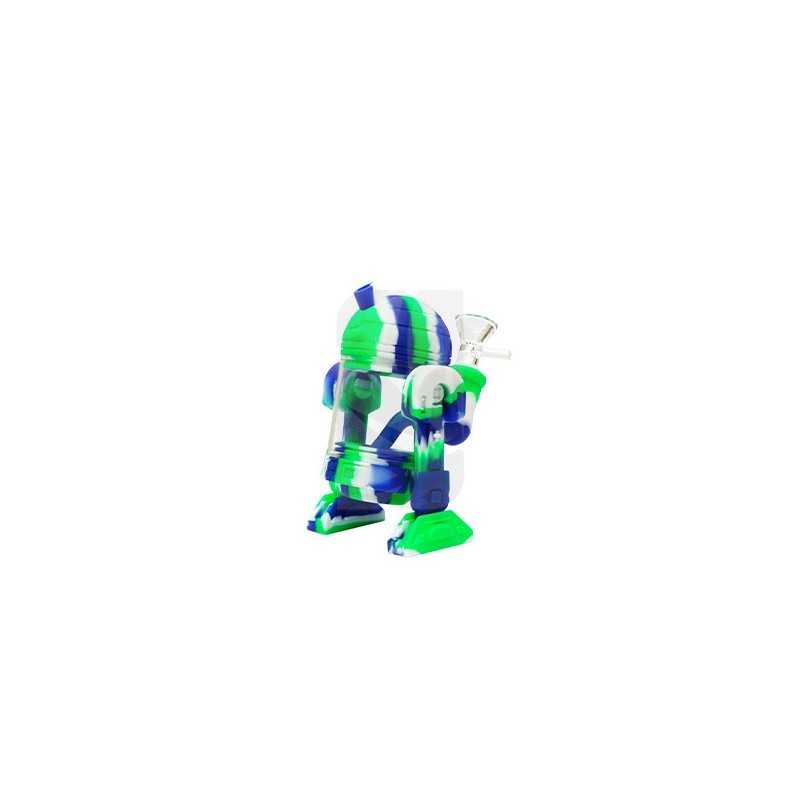 Bong de Silicona Verde, azul y blanco R2 14 cm. Bong de Silicona Verde, azul y blanco R2 14 cm.