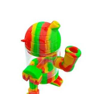 Bong de Silicone e Vidro Rasta R2 – 14 cm