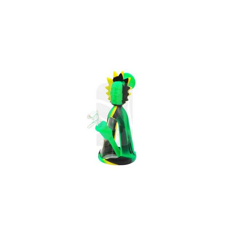 Bong de Silicona R Negro, amarillo y verde 19 cm.