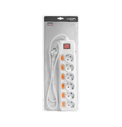 6-socket power strip with 6 switches