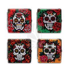 Skulls and Flowers Cigarette Case for 20 Cigarettes