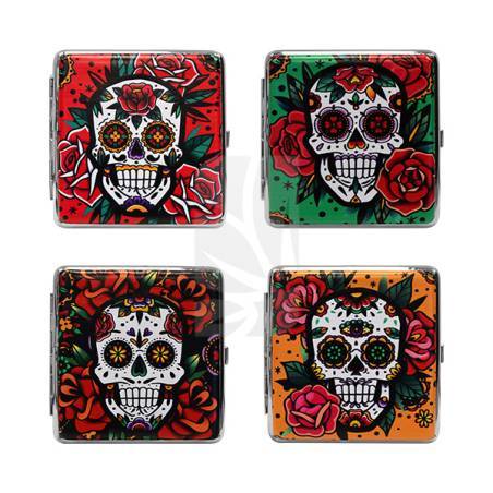 Skulls and Flowers Cigarette Case for 20 Cigarettes