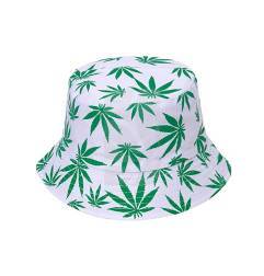 Gorro Hippie White & Green Leaves