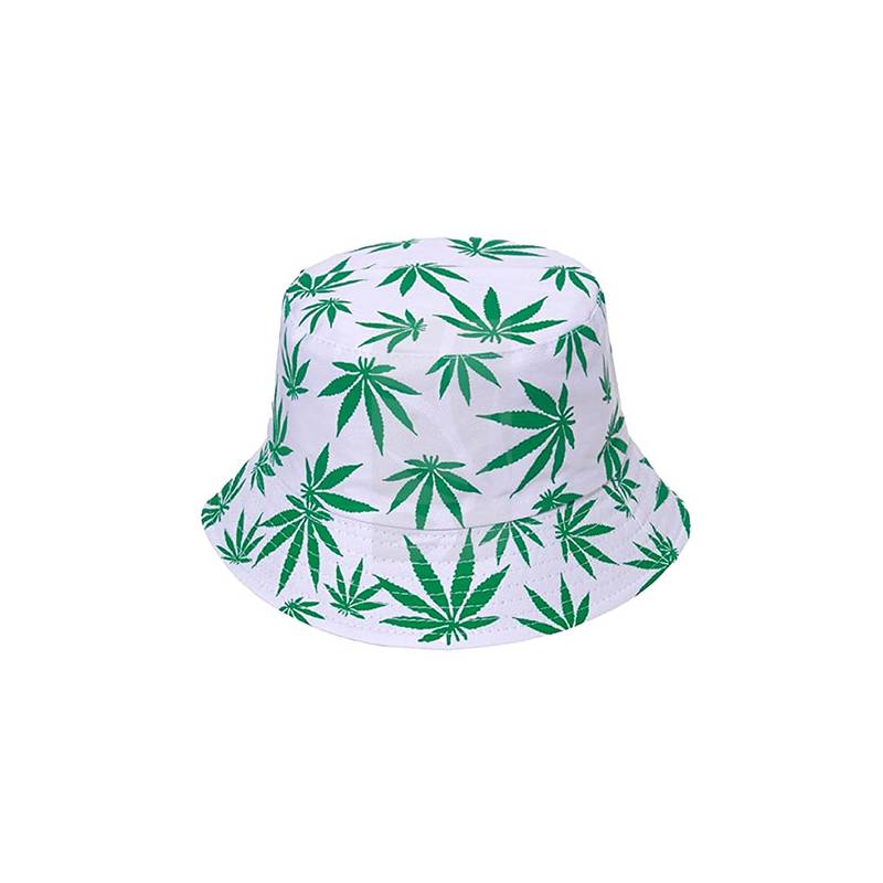 Hippie Beanie White & Green Leaves