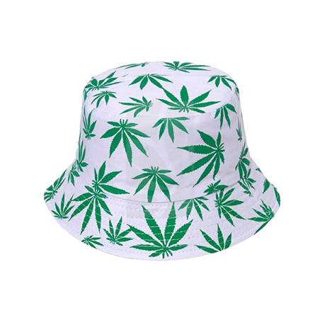 Gorro Hippie White & Green Leaves