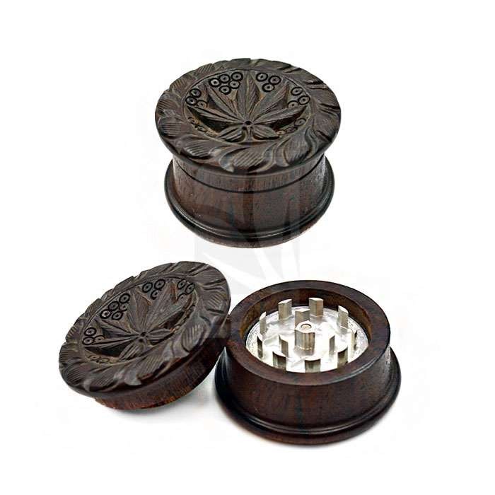 Grinder en Bois et Aluminium Leaf 53 x 30 mm – 2 Parties