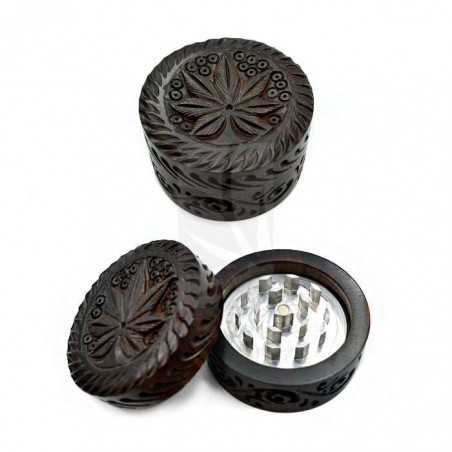 Grinder de Leaf en Madera, Piedra y Aluminio de 2 Partes