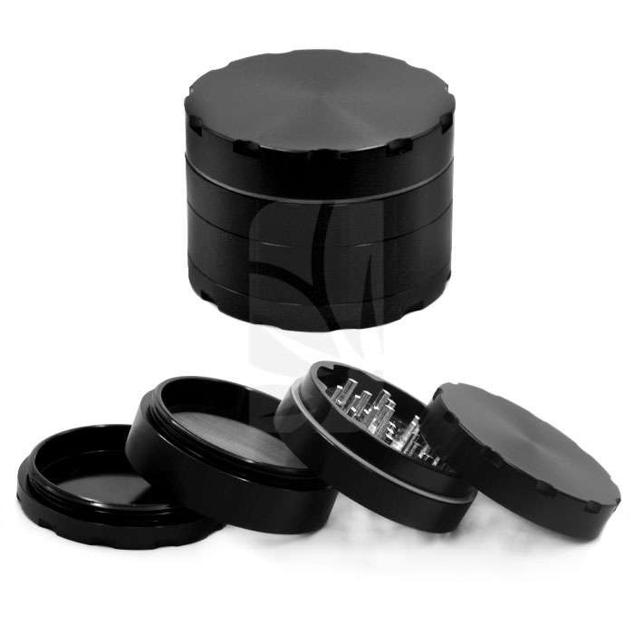 Grinder de luxe de 4 partes negro 62 mm.