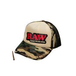 Casquette RAW Trucker filet beige avec poker